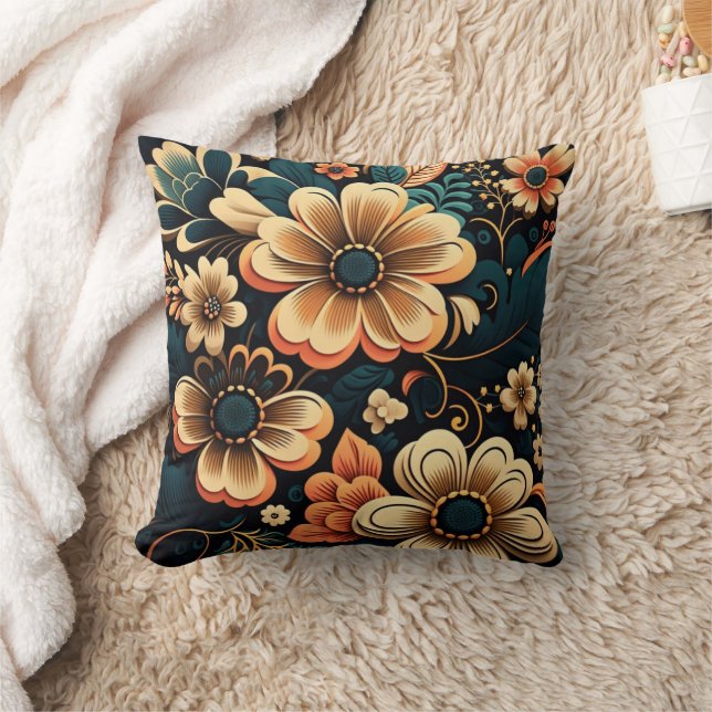 Coussin Puissance de fleur boho rétro (Couverture)