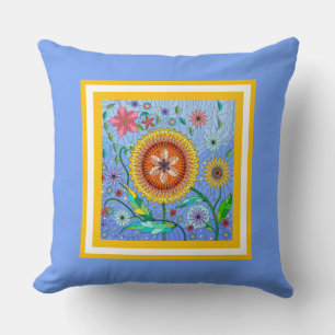Coussin Puissance des fleurs ! Fleurs colorées peintes sur