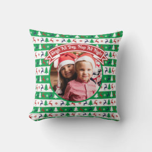 Coussin Pull de Noël laid pour photo de famille