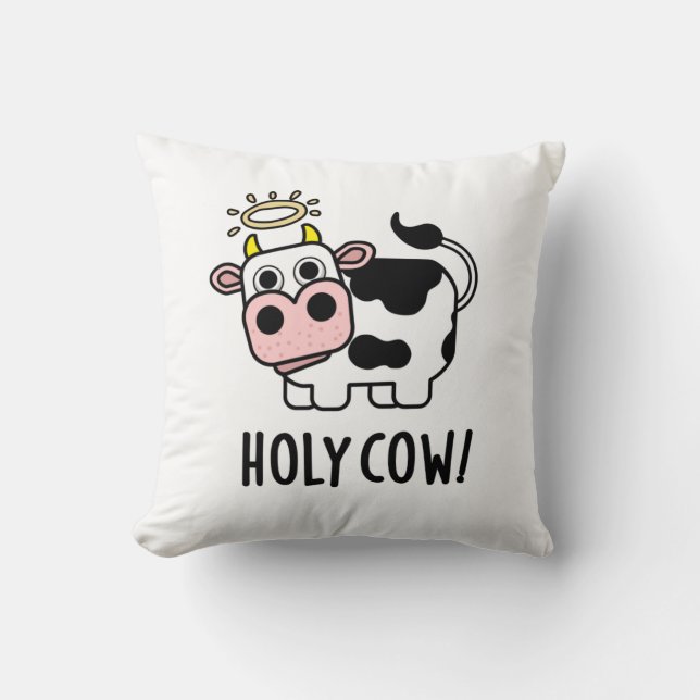 Coussin Pun animal drôle de vache Saint (Recto)