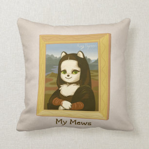 Coussin Pun de chat sympa inspiré Mona Lisa