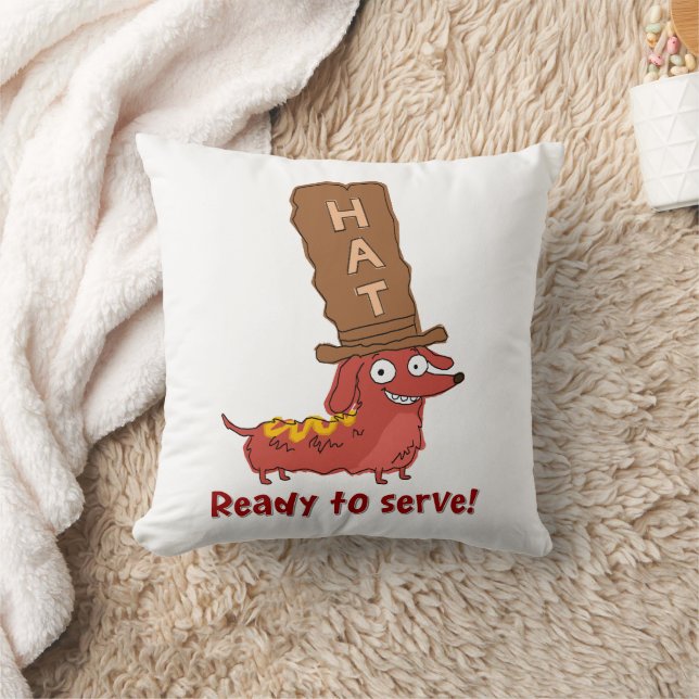 Coussin Pun de hot dog teckel (Couverture)