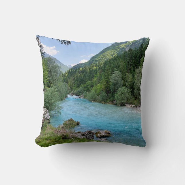 Coussin Pure nature sauvage Photographie de la rivière Soč (Recto)