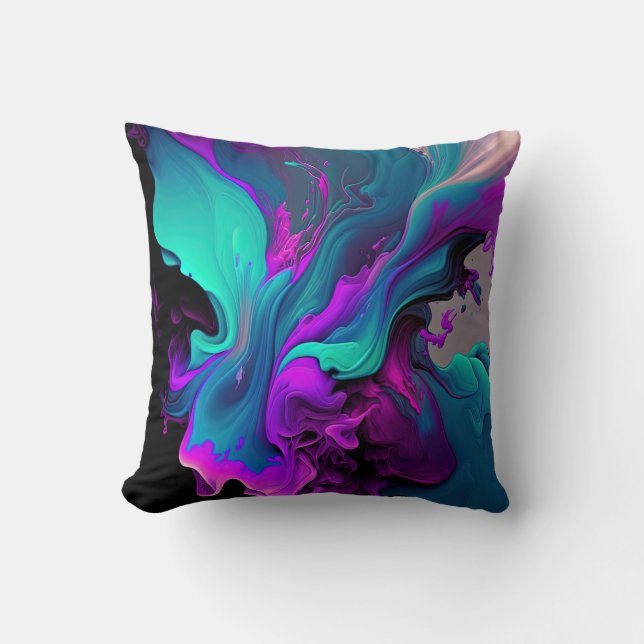 Coussin Purple Aqua Turquoise Belle Flûte Abstraite (Recto)