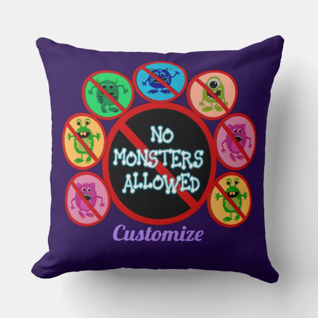 Coussin Purple Aucun Monstrateur Autorisé Enfants (Recto)