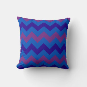 Coussin Purple, Bleu Clair, Chevrons Diagonal Bleu Marine