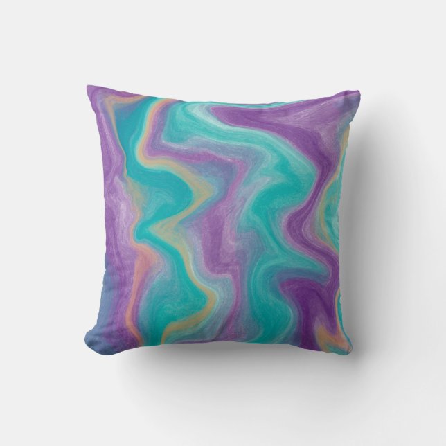 Coussin Purple, Bleu, Or et Turquoise tourbillons paisible (Recto)