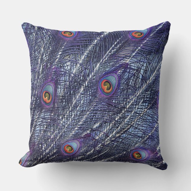 Coussin Purple Blue Peacock Feathers (Recto)