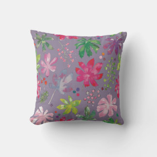 Coussin Purple Floral Pattern Pillow – Pink & Green Garden