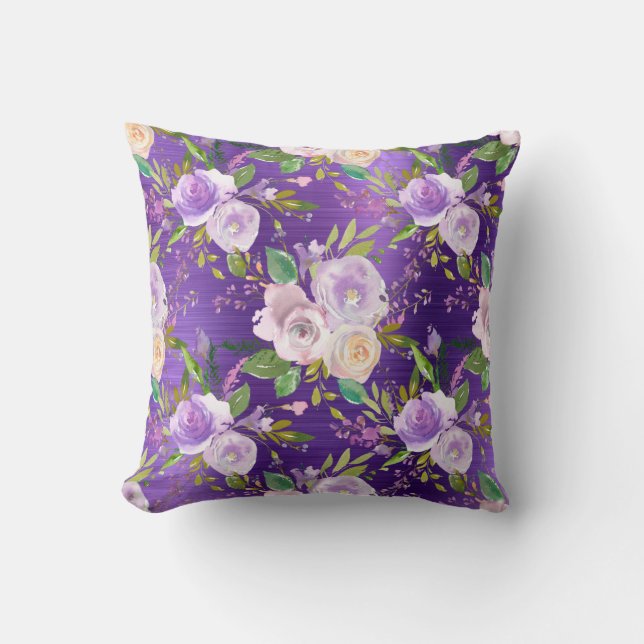Coussin *~* PURPLE LAVENDER Floral Flowers Motif (Recto)