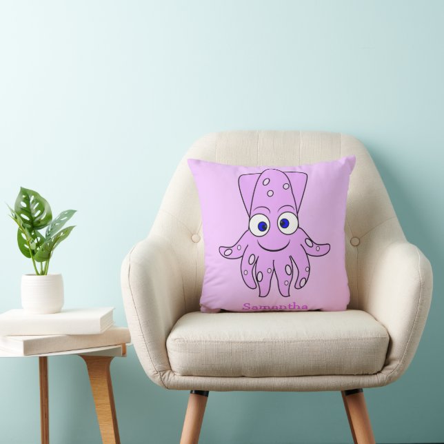 Coussin Purple Squid Design Personalised (Chaise)
