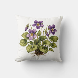 Coussin Purple Violet Vintage Style Botanical 