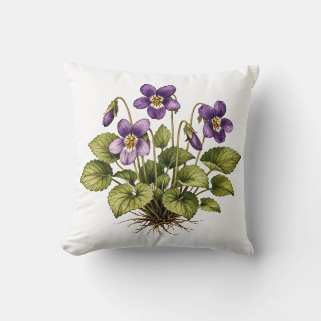 Coussin Purple Violet Vintage Style Botanical  (Recto)