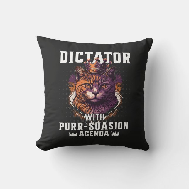 Coussin Pursuasion Agenda Funny Bossy Cat (Recto)