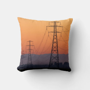 Coussin Pylônes électriques au coucher du soleil