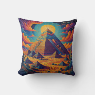 Coussin Pyramide égyptienne psychédélique paysage art
