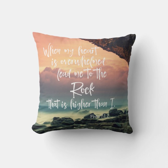 Coussin Quand mon coeur est bouleversé Psaumes Bible Verse (Recto)