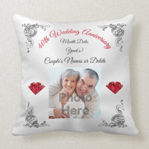 Coussin Quarantième présent personnalisé d'anniversaire de