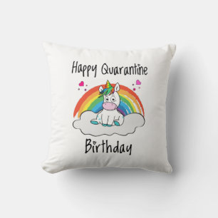 Coussin Quarantine Anniversaire Unicorn arc-en-ciel