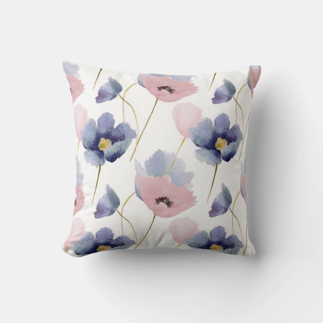 Coussin Quartz rose et motif floral de sérénité (Recto)
