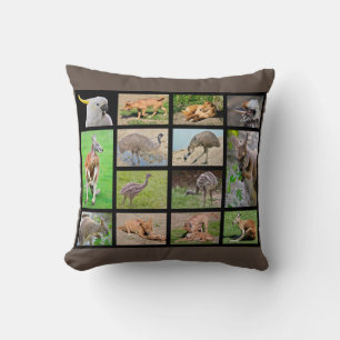Coussin Quatorze photos en mosaïque d'animaux australiens