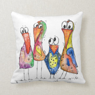 Coussin Quatre Beaux Oiseaux Bleus Bleus