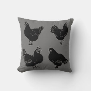 Coussin Quatre poules~Silhouette~Motif