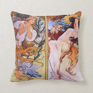 Coussin Quatre saisons par Alphonse Mucha 1895