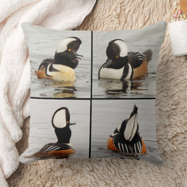Coussin Quatre visages amusants de canards amateurs à capu (Couverture)