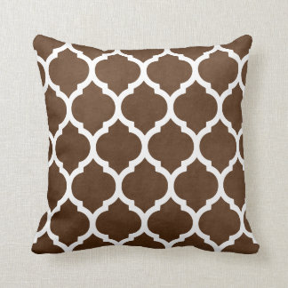 Coussin Quatrefoil Brown et blanc classique Trellis