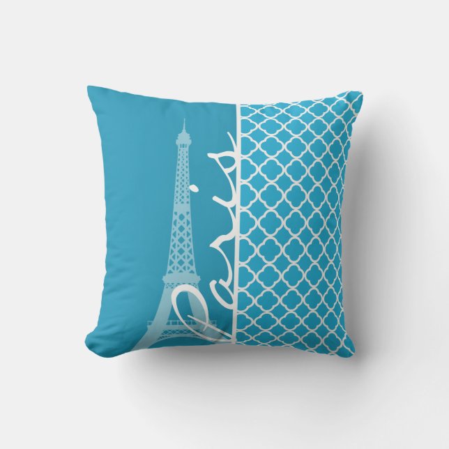 Coussin Quatrefoil Cérulean (Recto)