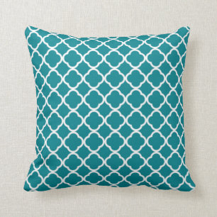 Coussin Quatrefoil Turquoise foncé