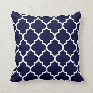 Coussin Quatrefol Bleu Et Blanc