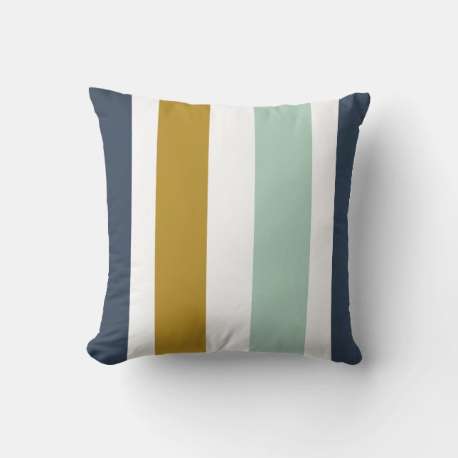 Coussin Quattro Bleu marine, Celadon, Ocre, Blanc (Recto)