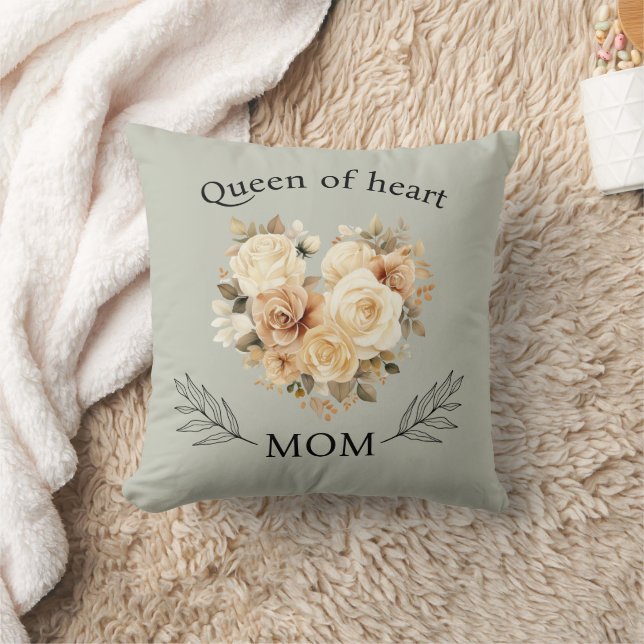 Coussin Queen of heart, fête de la mère florale personnali (Couverture)