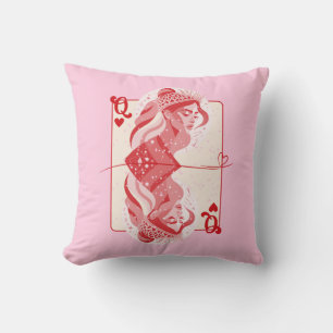 Coussin Queen of Hearts Red Preppy Art