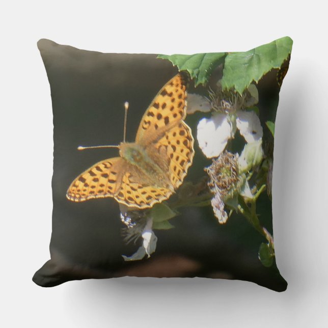 Coussin Queen of Spain fritillary Butterfly Throw Pillow (Recto)