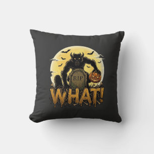Coussin Quelle tombe de citrouille de loup-garou pleine lu