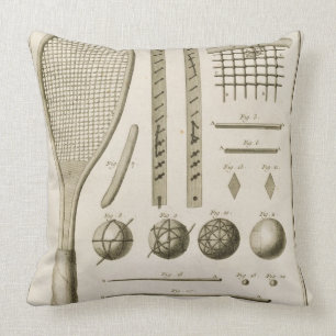 Coussin Queues de raquettes et de billard de tennis, du