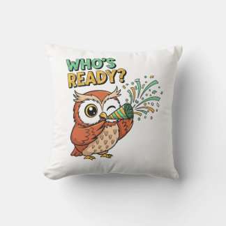 Coussin Qui est prêt ? – Édition Noël Party Owl