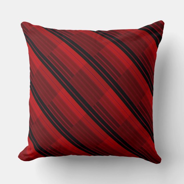 Coussin Quilit en mosaïque géométrique rouge et noire (Recto)