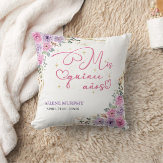 COUSSIN QUINCEANERA ROSE ÉLÉGANT FLEURIS PAILLÉ