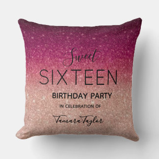 Coussin Quinceañera Rose Gold & Burgundy Glitter Luxury