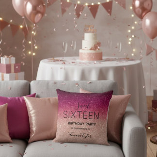 Coussin Quinceañera Rose Gold & Burgundy Glitter Luxury