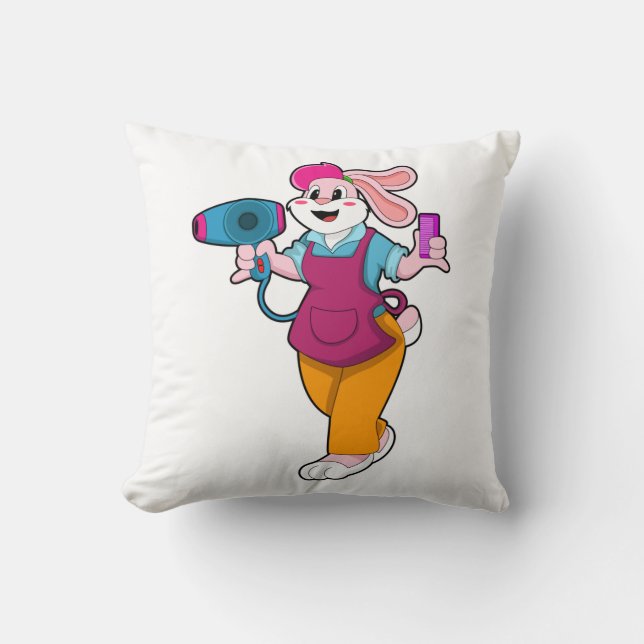Coussin Rabbit as Hairdresser with Hair dryer & Comb (Recto)