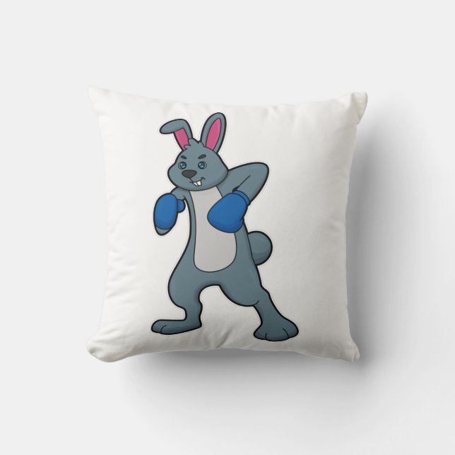 Coussin Rabbit en boîte avec gants de boxe (Recto)