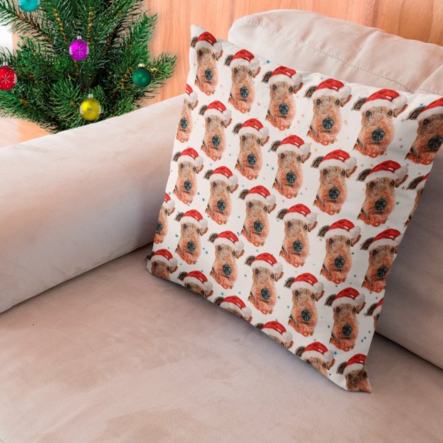 Coussin Race de chien Airedale Terrier Noël (Créateur téléchargé)