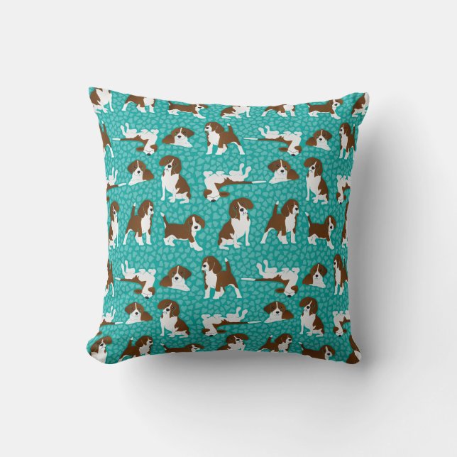 Coussin race de chien beagle - turquoise (Recto)