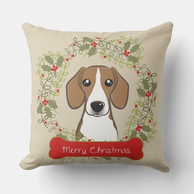 Coussin Race de chien de Joyeux Noël (Recto)