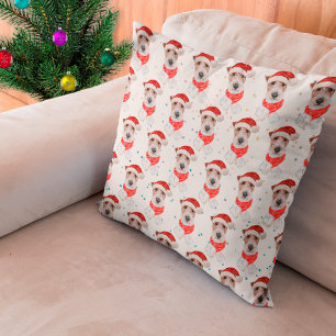 Coussin Race de chien Wire Fox Terrier Étoiles de Noël